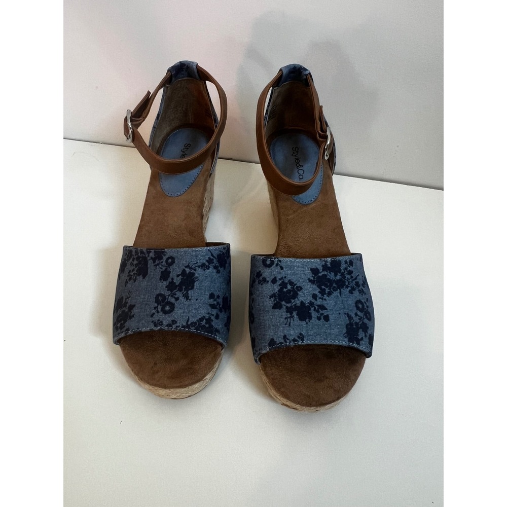 Style & Co Women SELEENEY Faux Leather Open Toe Wedge‎ Sandals Size 10.5 NIB